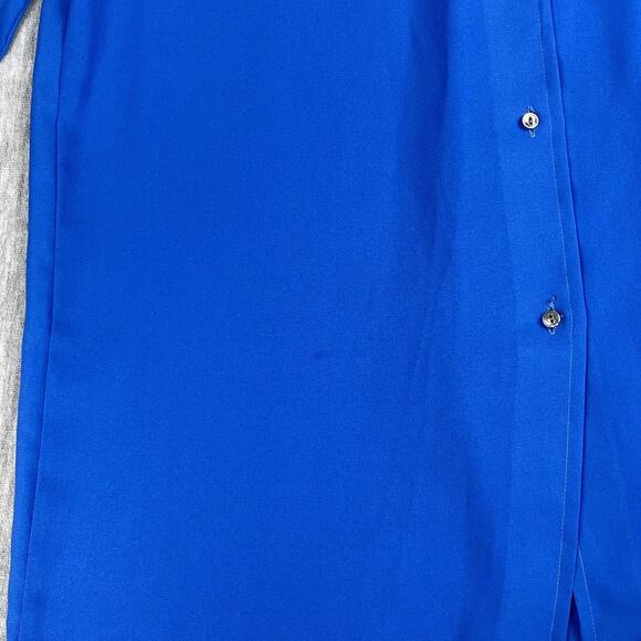 Vintage Givenchy For Chesa Mother Of Pearl Button Up Blouse Blue Size 6 Pleated - Picture 15 of 15